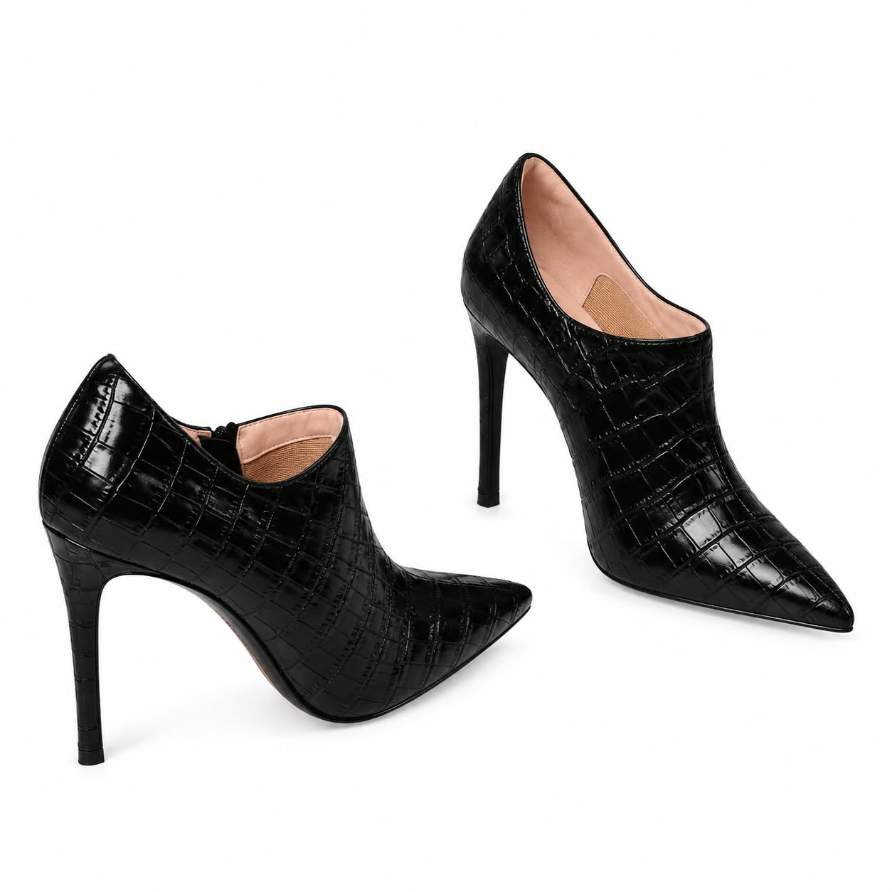 Bottines Victoire effet croco noir