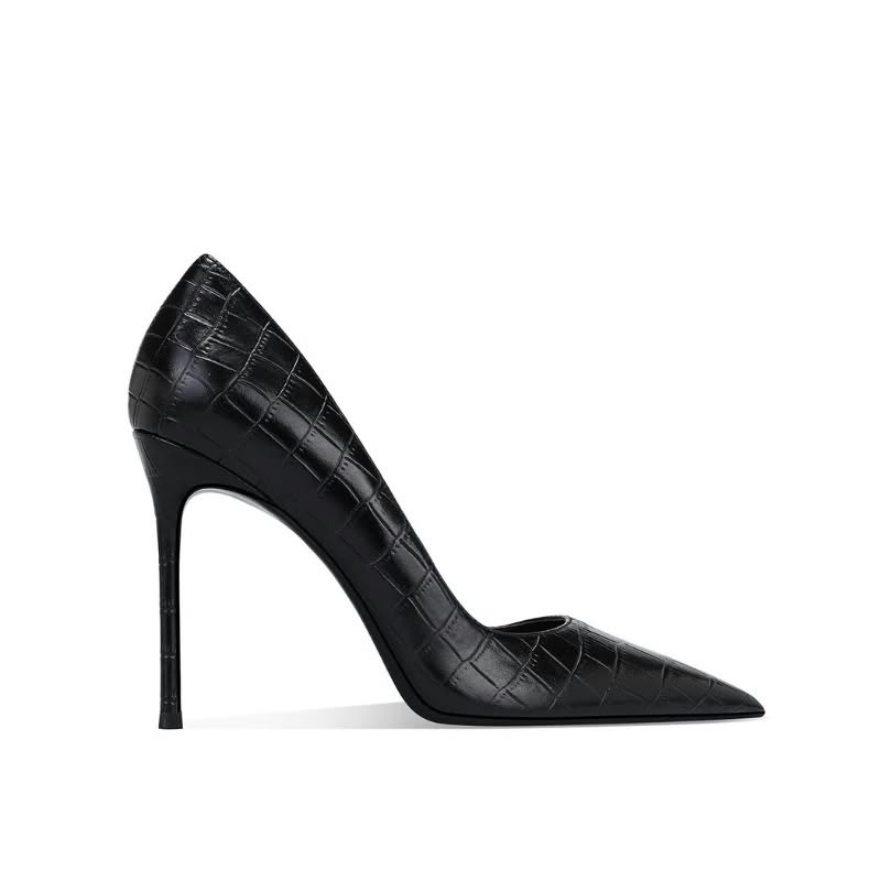 Diane — Escarpin effet croco noir
