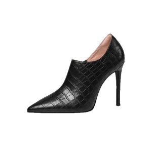 Victoire — Bottine effet croco noire