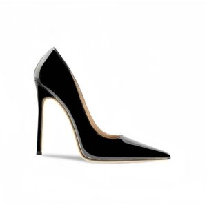 Escarpin Clémence en cuir verni noir – profil