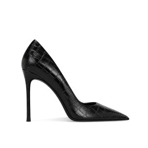 Escarpin Diane effet croco noir – profil