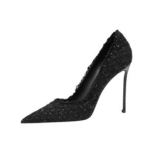 Escarpin Éléonore en tweed noir – profil