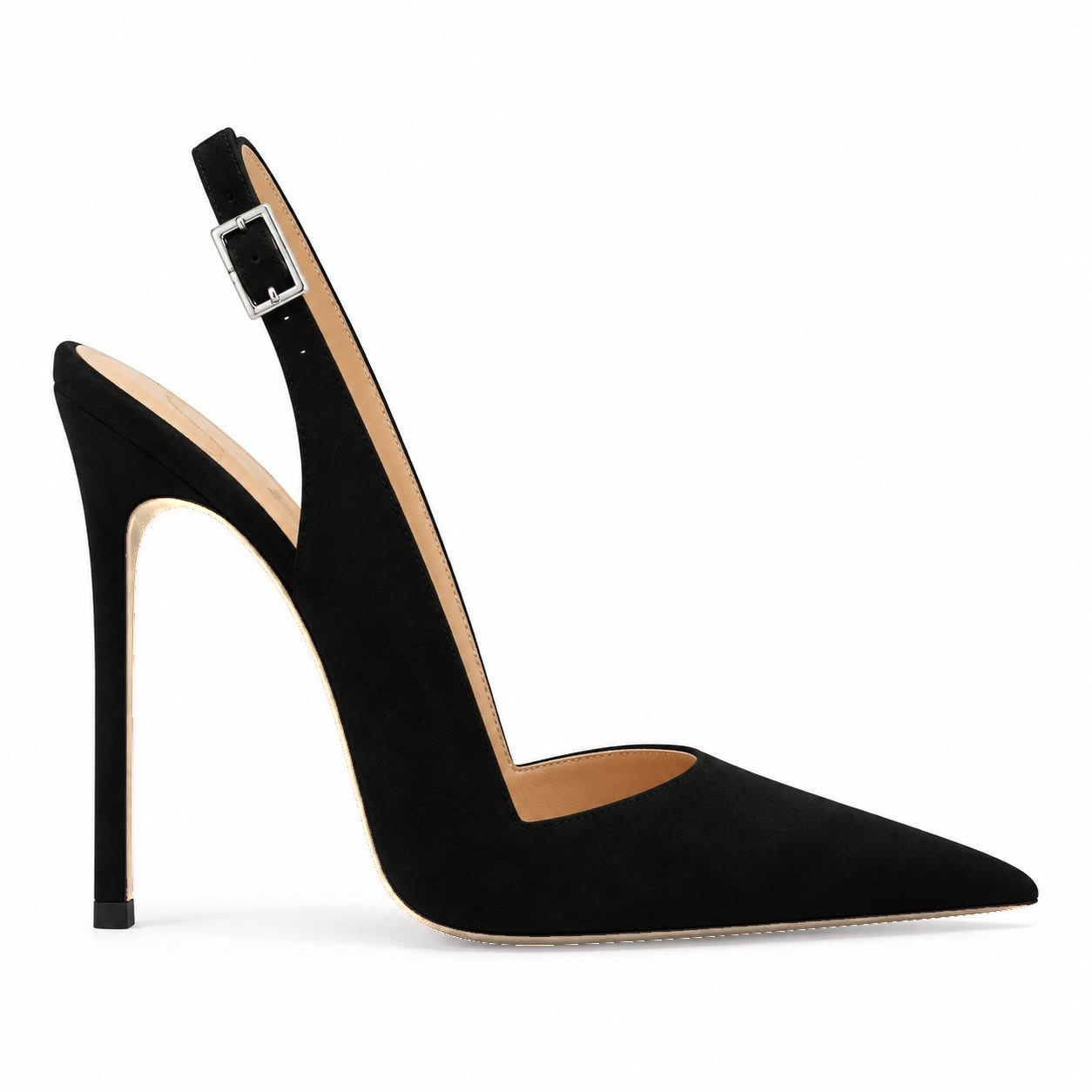 Louise — Escarpin slingback daim noir